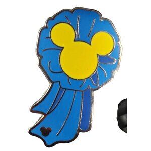 Disney Mickey Mouse Trading Pin Hidden Mickey Blue Ribbon Icon Lapel Pin Brooch